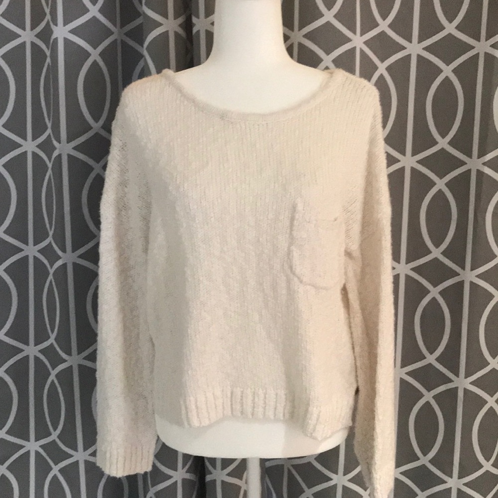 Roxy White Cropped Sweater with CrissCross Back